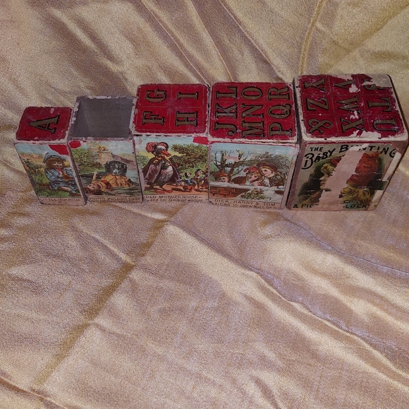 Vintage Litho antique stacking blocks - Picture 4 of 7